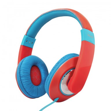 Casti Trust Kids On-ear cu microfon, albastru rosu